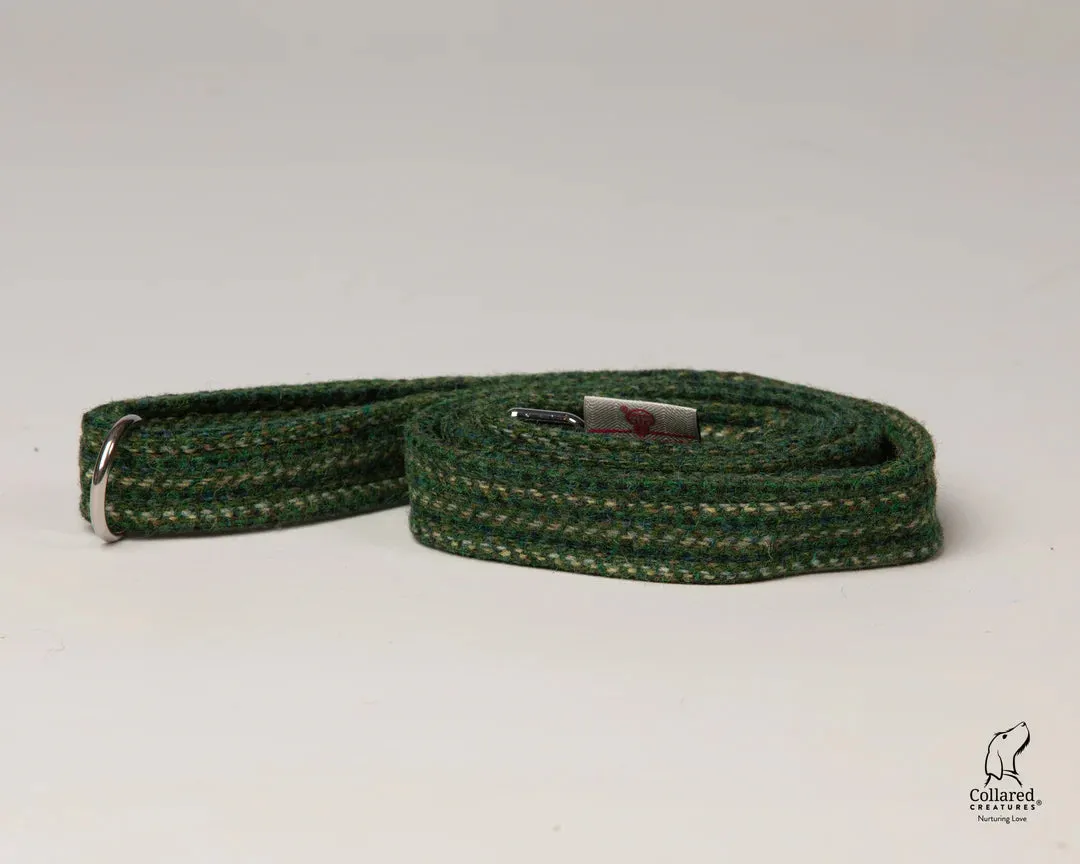 Harris Tweed Dashes of Green Clasp Dog Collar