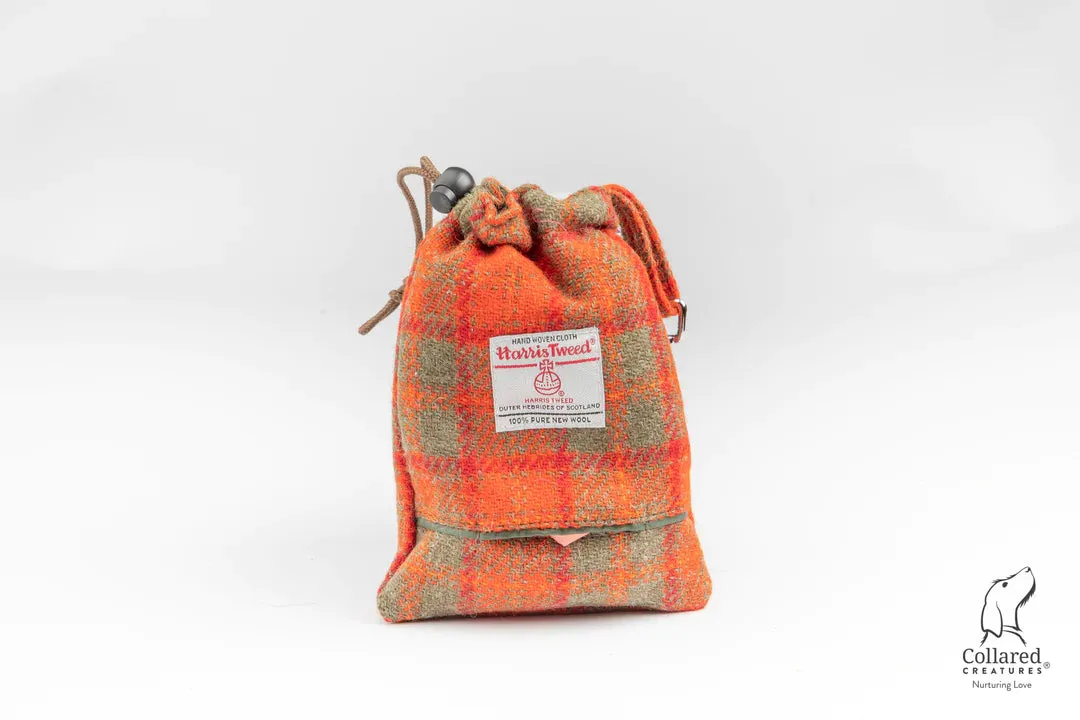 Harris Tweed Orange and Olive Check Dog Collar