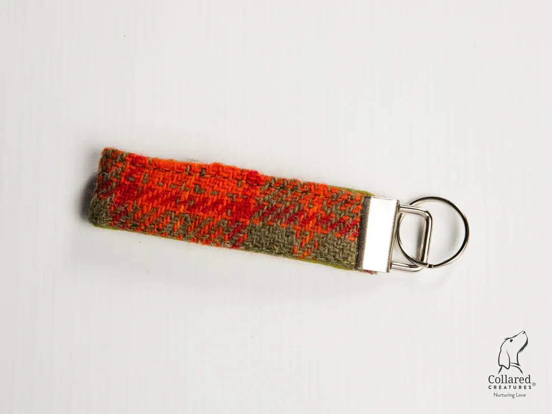 Harris Tweed Orange and Olive Check Dog Collar