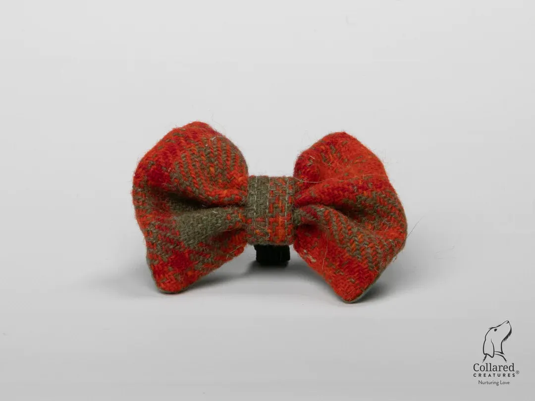 Harris Tweed Orange and Olive Check Dog Collar