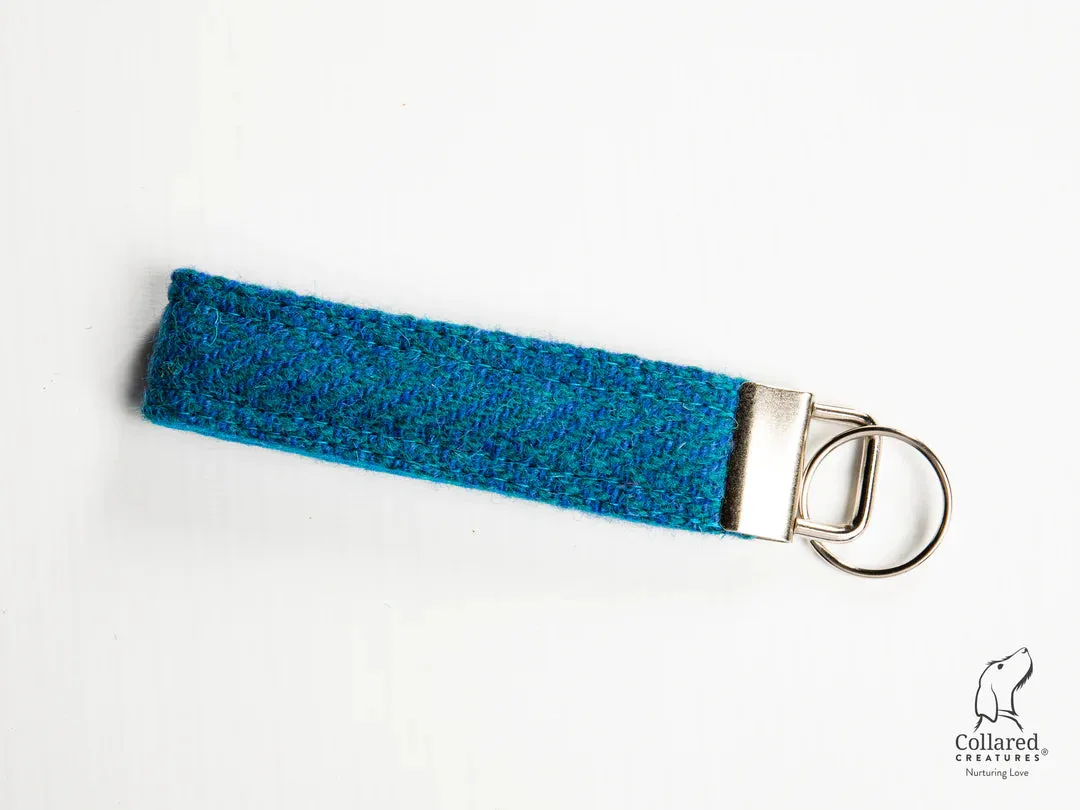 Harris Tweed Teal Herringbone Dog Collar