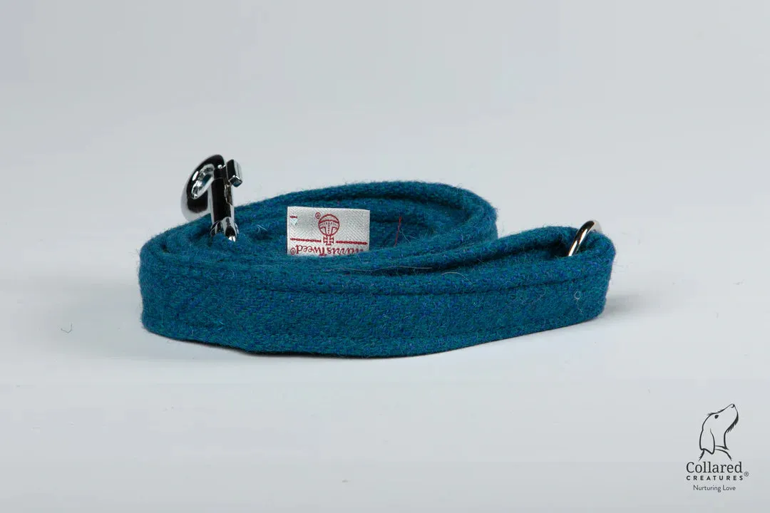 Harris Tweed Teal Herringbone Dog Collar