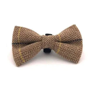 Hugo & Hudson - Caramel Herringbone Dog Bow Tie