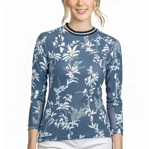 Kastel Denim Trim Crewneck in White Florals - Women's XS