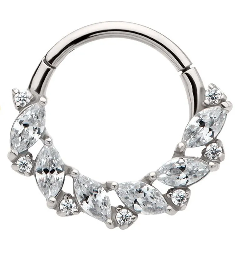 Laurel Clear CZ Stainless Steel Hinged Segment Ring