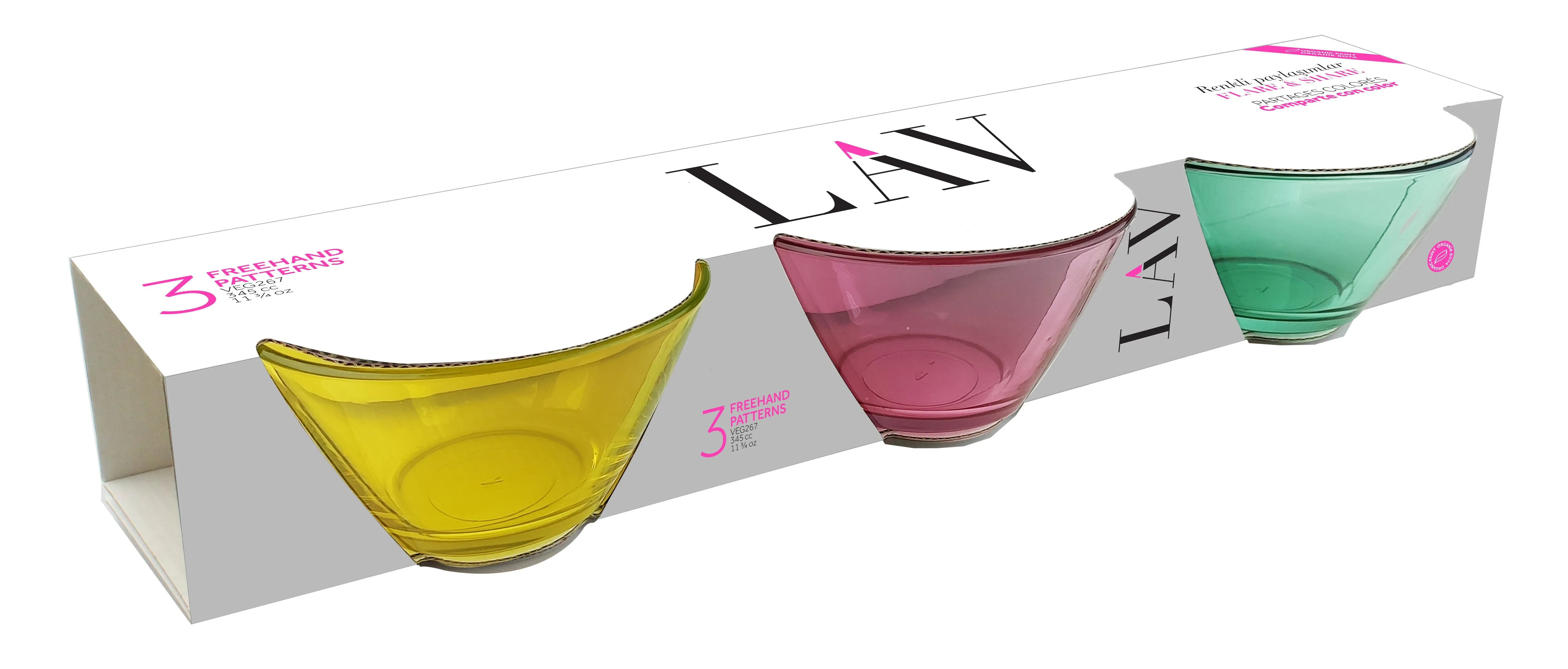 Lav Vega Colored Small Bowl Set of 3, 3 Pcs, 11.75 Oz