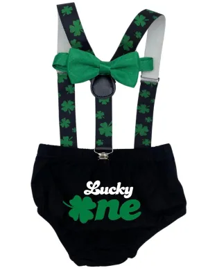 Lucky One Smash Cake Outfit baby boy Smash the Cake San Patricks Day.