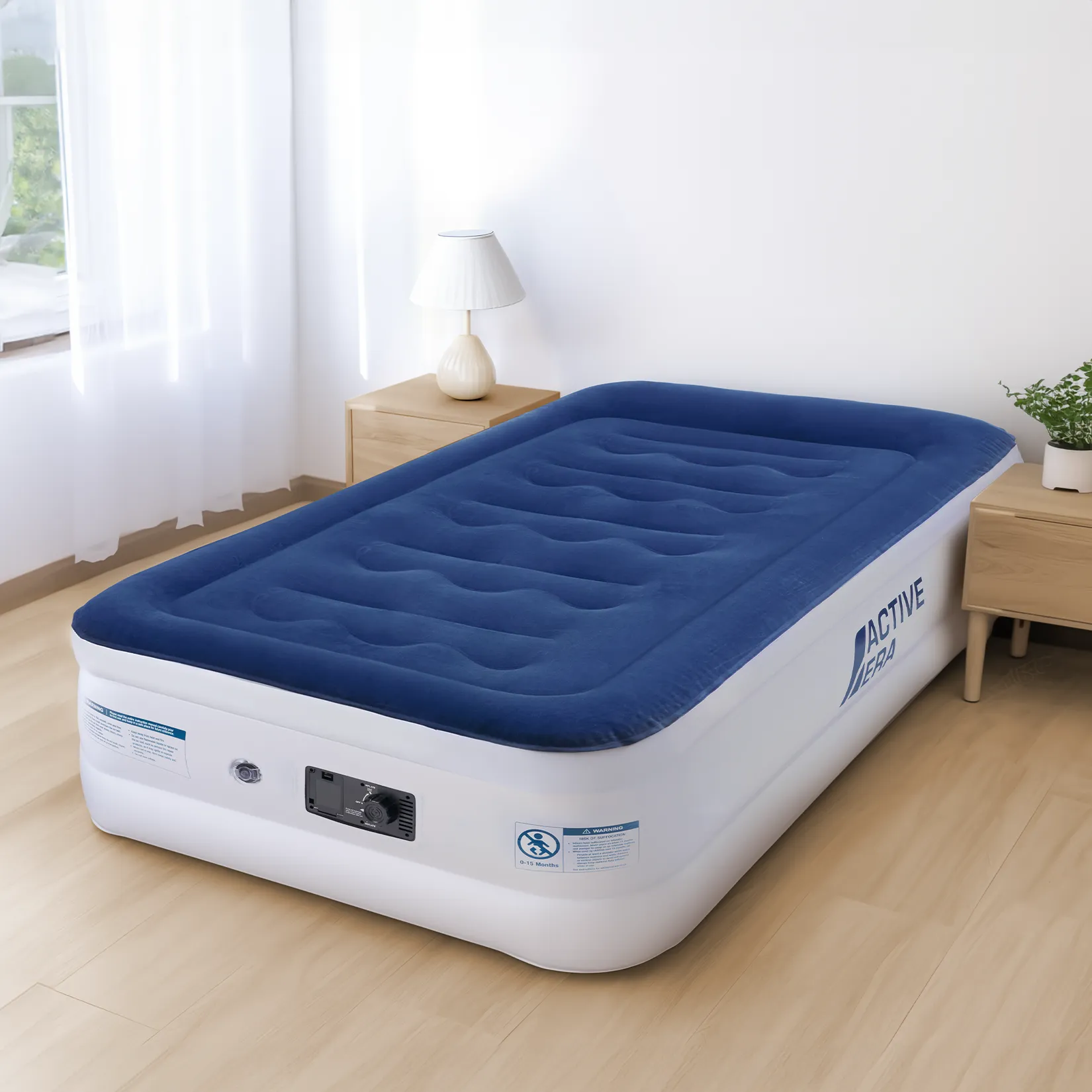 Luxury Single Air Bed – Navy/White