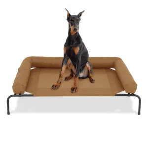 Magshion Cooling Elevated Dog Bed with Pillows, 55" Portable Washable Raised Dog Cot with No-Slip Rubber Feet for Indoor & Outdoor Use, Extra Large, Light Brown