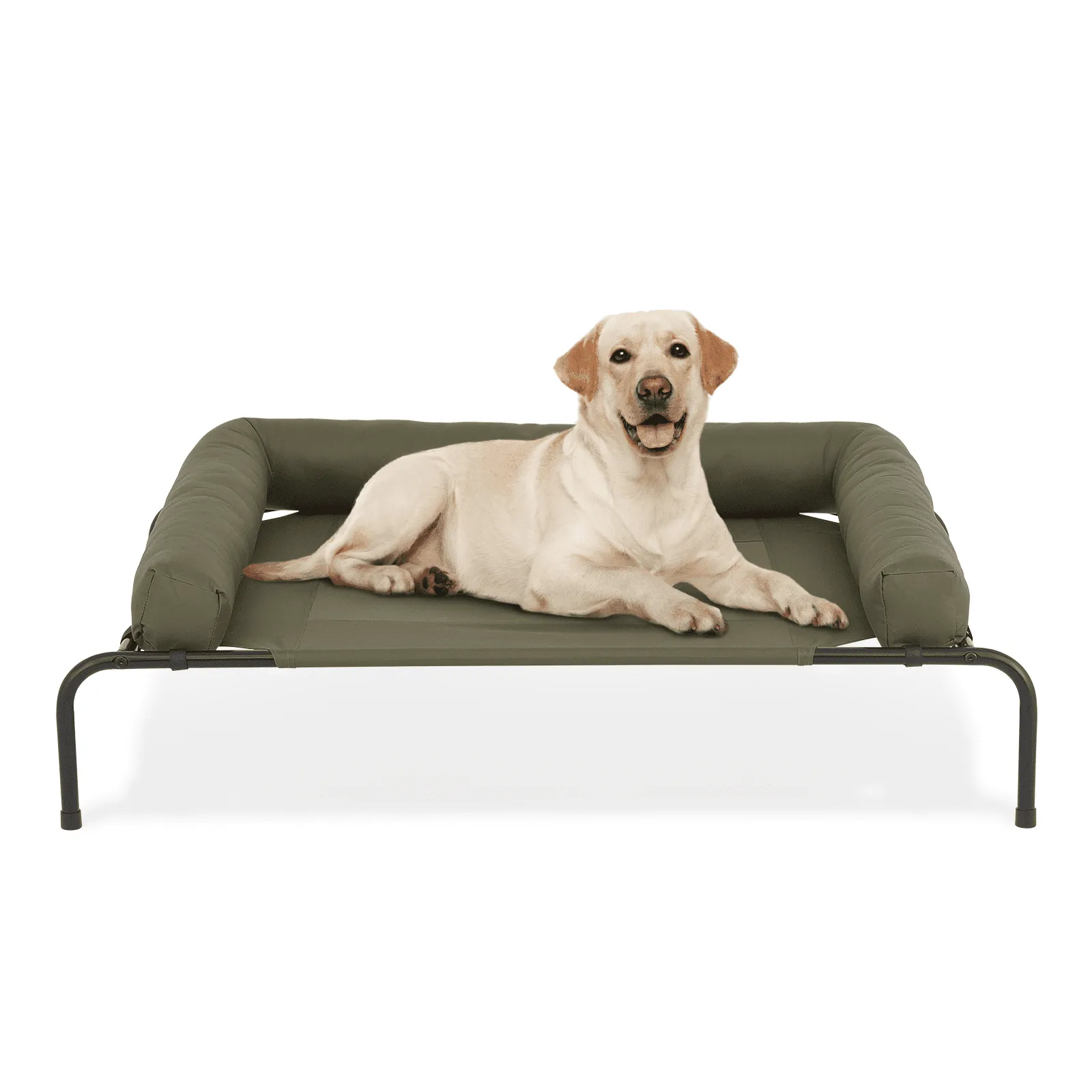 Magshion Cooling Elevated Dog Bed with Pillows, 55" Portable Washable Raised Dog Cot with No-Slip Rubber Feet for Indoor & Outdoor Use, Extra Large, Light Brown