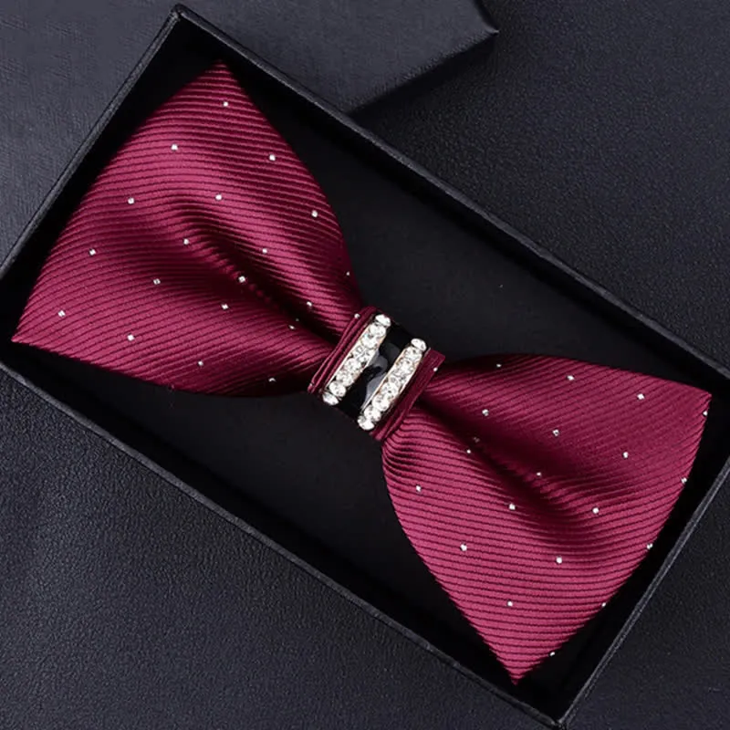 Men's Floral Paisley Striped Rhinestone Bow Tie