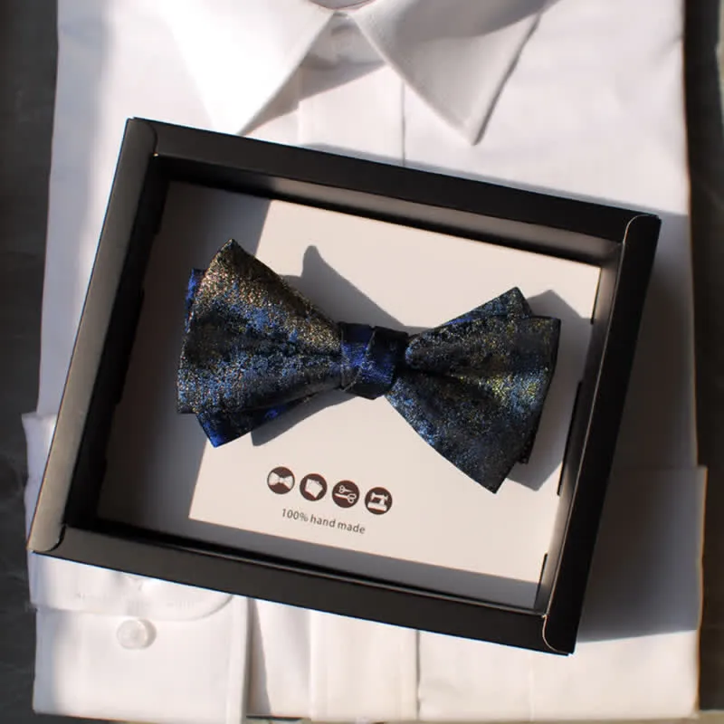 Men's Retro Royal Navy Blue & Black Bow Tie