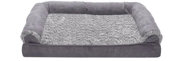 Midwest LG. FAUX FUR & SUEDE ORTHO. SOFA BED - STONE GRAY