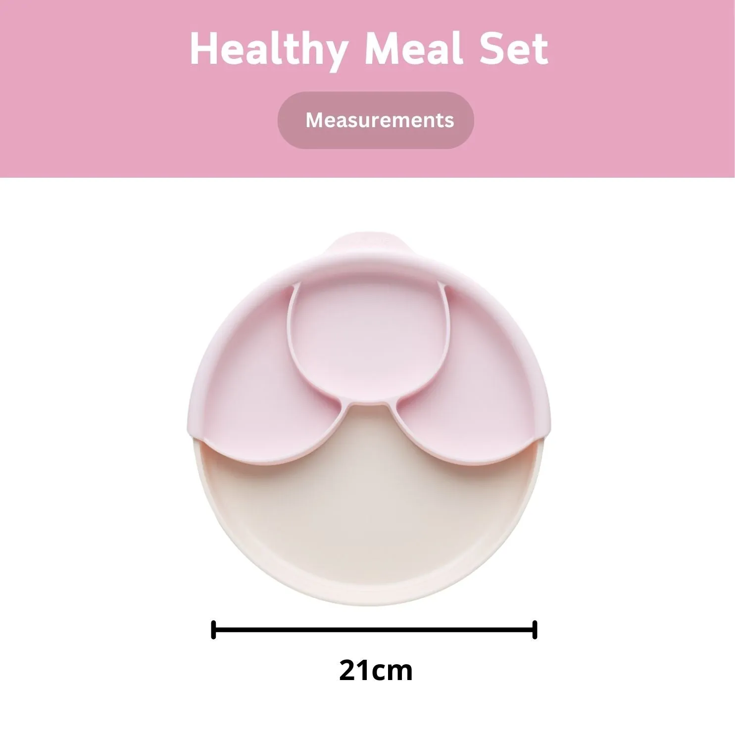 Miniware Healthy Meal Suction Plate with Dividers Set-Vanilla/Cotton Candy