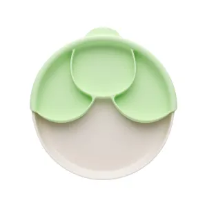 Miniware Healthy Meal Suction Plate with Dividers Set-Vanilla/Key Lime