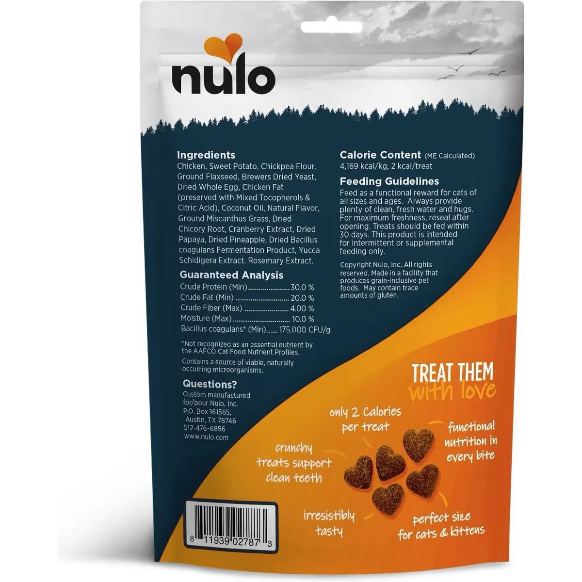 Nulo Digestive Health Functional Probiotic Chicken Recipe Grain-Free Crunchy Cat Treats