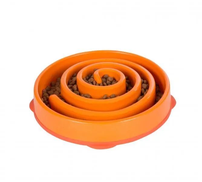 Outward Hound Dog Games Slo Bowl Slow Feeders Coral Design Dog Bowl (Summer Orange)