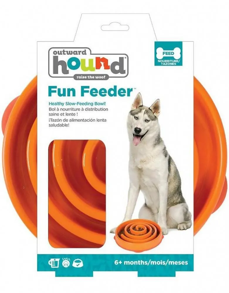 Outward Hound Dog Games Slo Bowl Slow Feeders Coral Design Dog Bowl (Summer Orange)