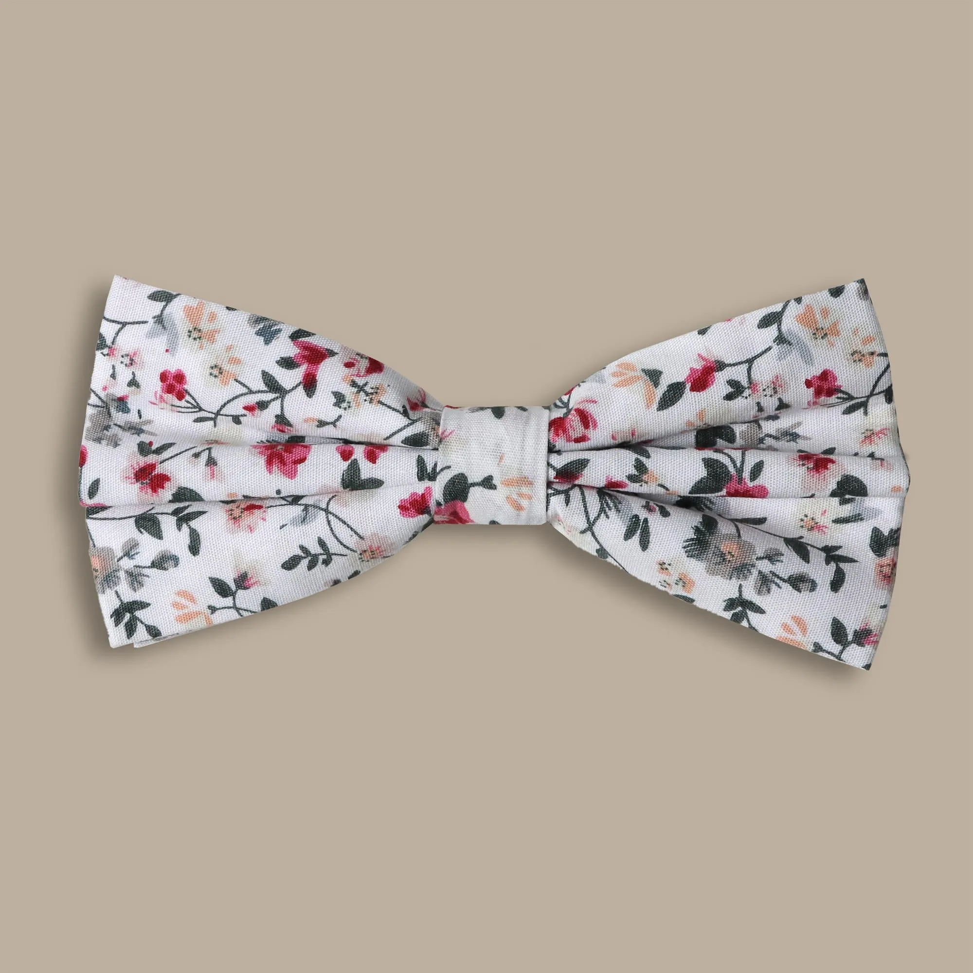 Pink and White Flower Print Bowtie