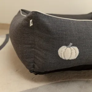 PoochMate OAK BOHO Pumpkin Charcoal Linen Dog Bed