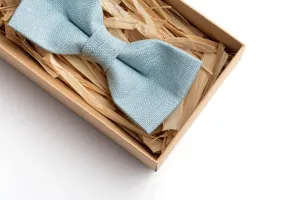 Sea Blue Linen Wedding Bow Ties for Groomsmen