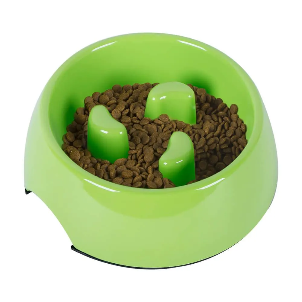 Slow Feeder Melamine Dog Bowl - Green