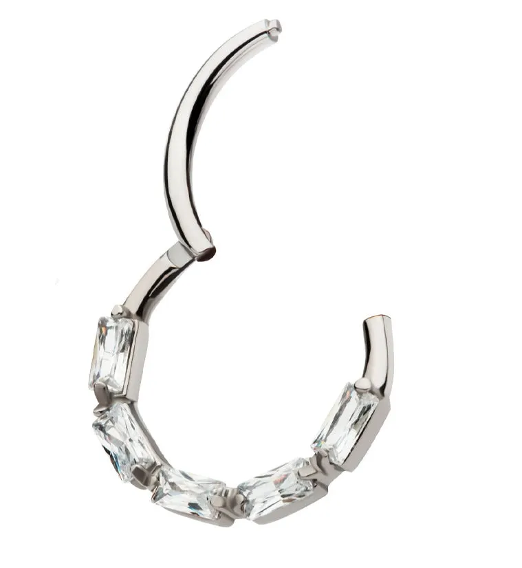 Terrace Clear CZ Stainless Steel Hinged Segment Ring