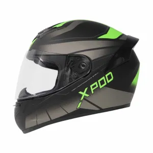 TVS XPOD Aerodynamic Helmet for Men- ISI & DOT Certified, Ultrawide Visor, Quick Release Strap – Premium Bike Helmet with Enhanced Air Circulation (Neon Green Dual Tone)