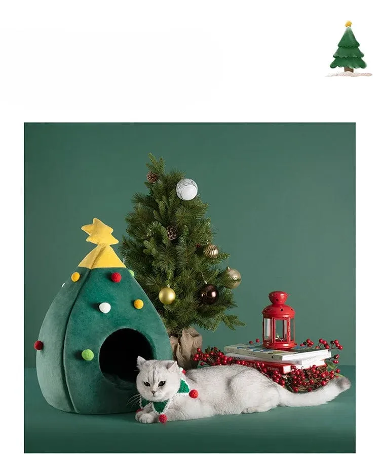 Warm Cat Christmas Tree Bed