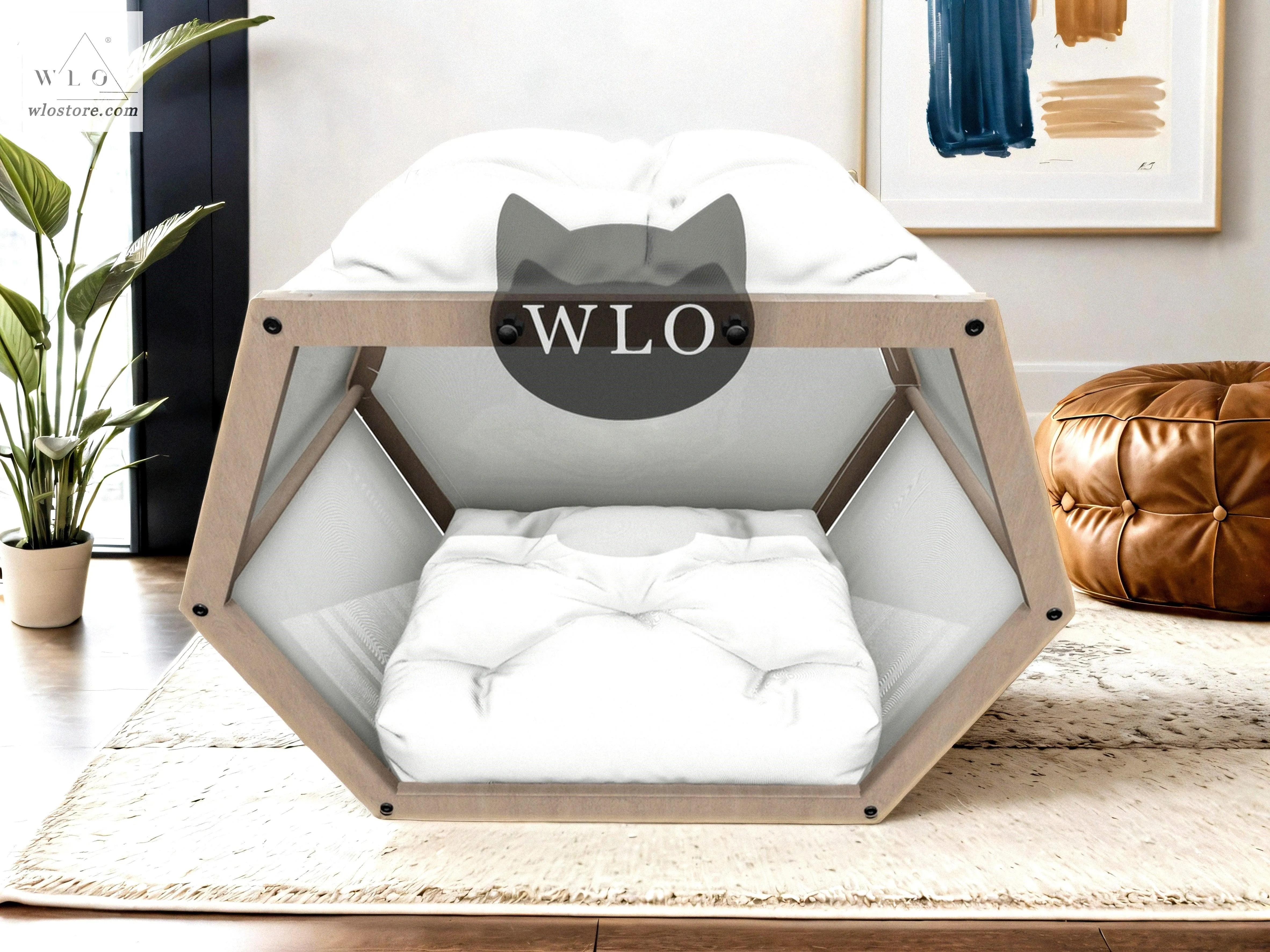 WLO® Natural Hexxon Modern Cat Bed