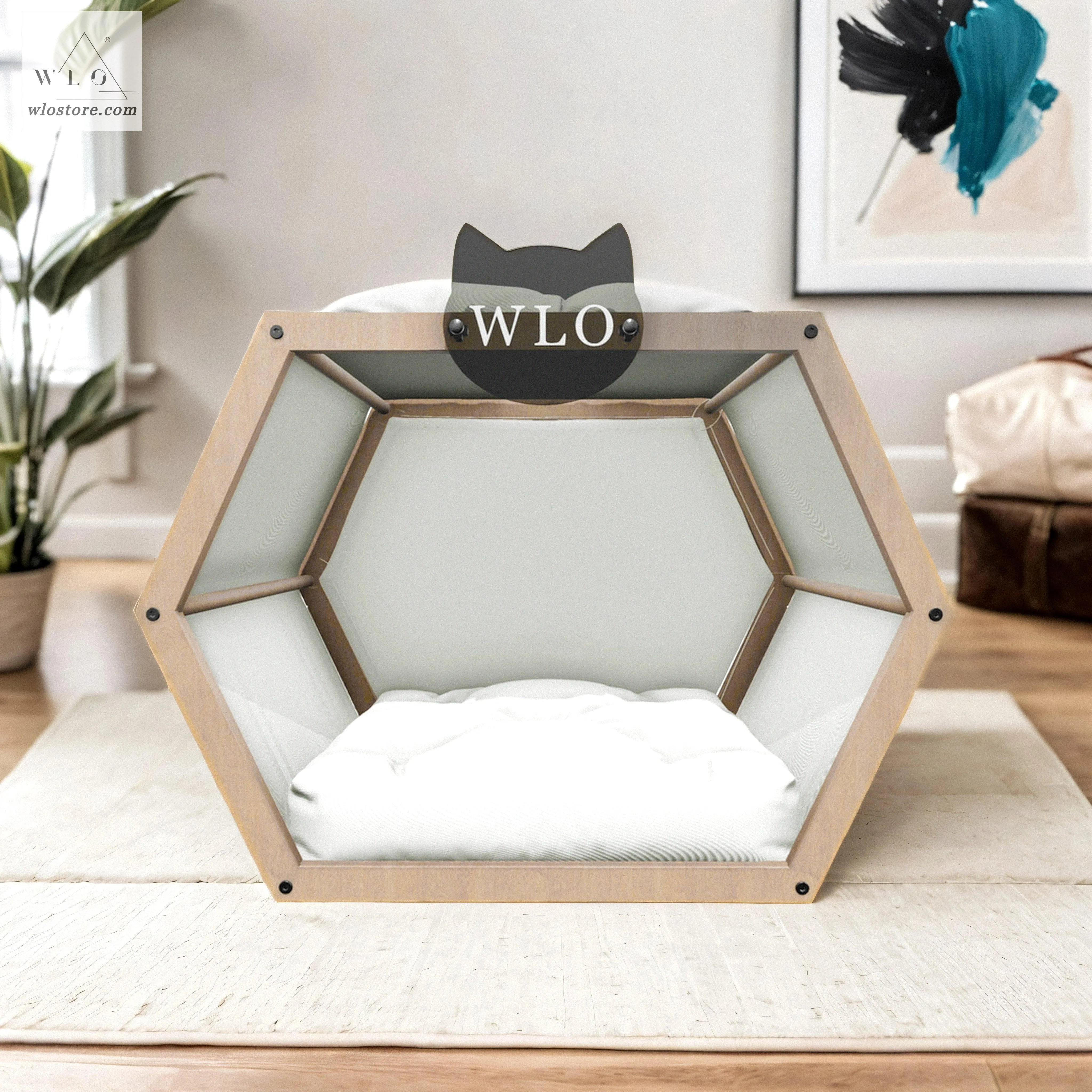 WLO® Natural Hexxon Modern Cat Bed