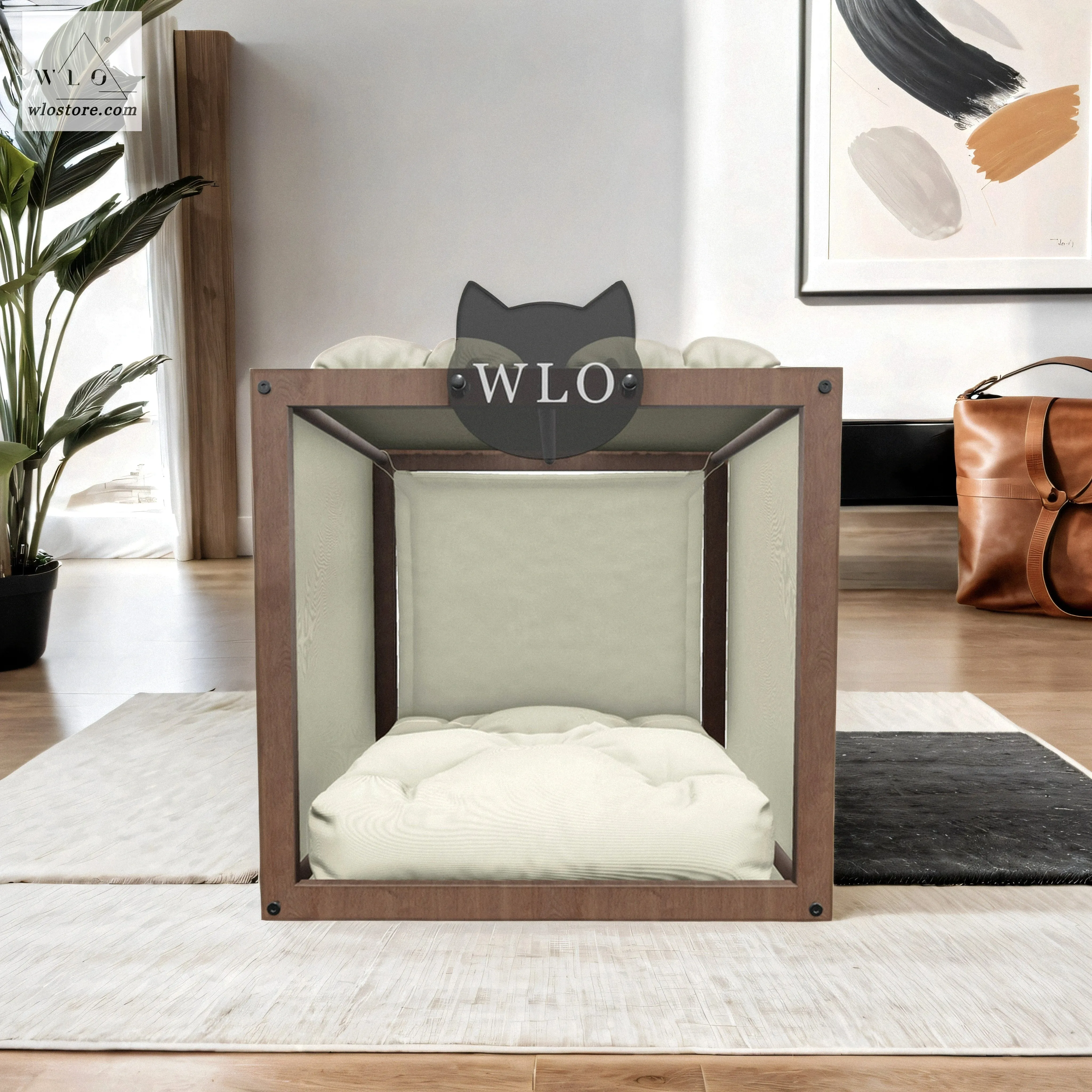 WLO® Walnut Pueblo Modern Cat Bed