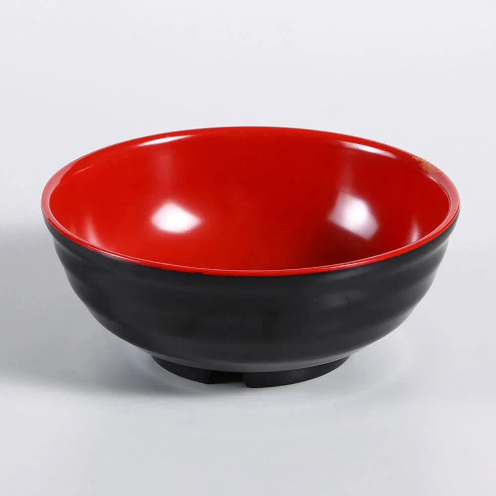 Yanco CR-538 Two-Tone 8" Round Bowl in Black-Red Melamine - Pack of 24